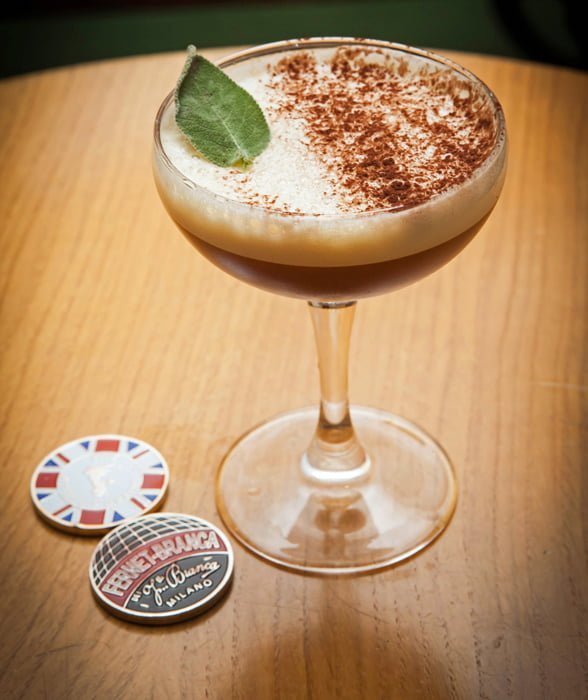 Fernet Branca cocktail with Challenge Coins