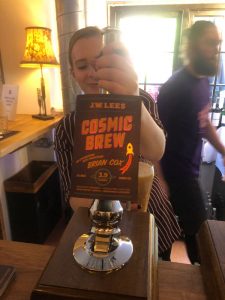 Pouring Cosmic Brew at the London launch