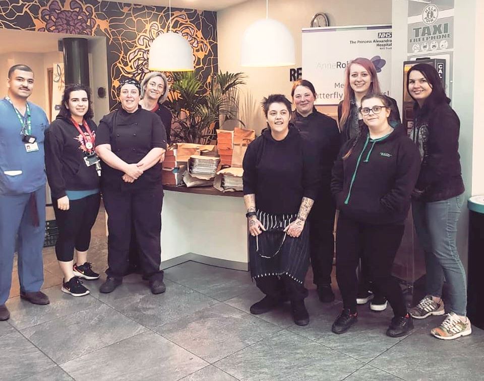 The team from McMullen’s pub The Hare in Harlow deliver meals to local Princess Alexandra Hospital