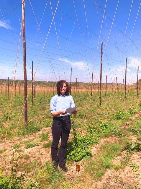 Rev. Claire Holt of St Paul’s Church, Tongham, conducting this year’s Hop Blessing in the Hogs Back Brewery hop garden