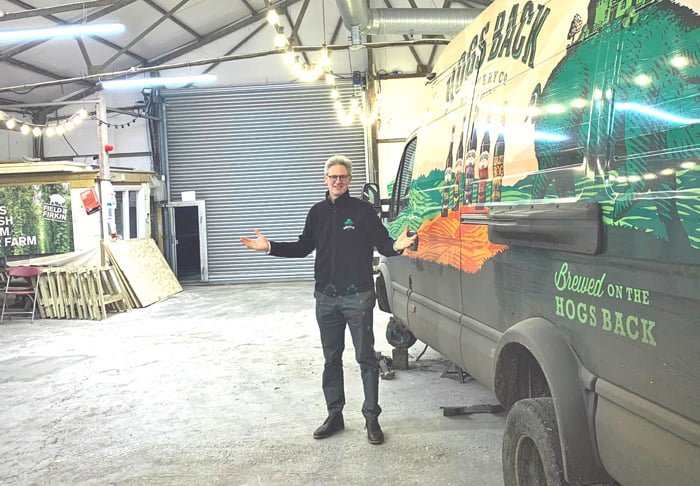 Rupert Thompson, Hogs Back Brewery managing director, in the Hop Hangar