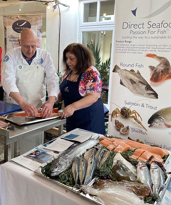 Neil Poxon and Tina Kerr Direct Seafoods at a customer training session