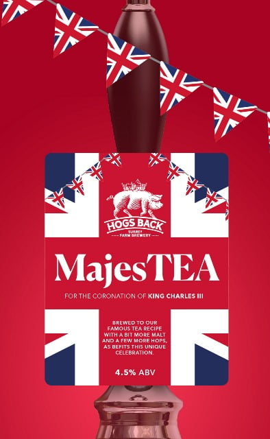 Hogs Back Brewery's MajesTEA, a premium cask ale for the Coronation